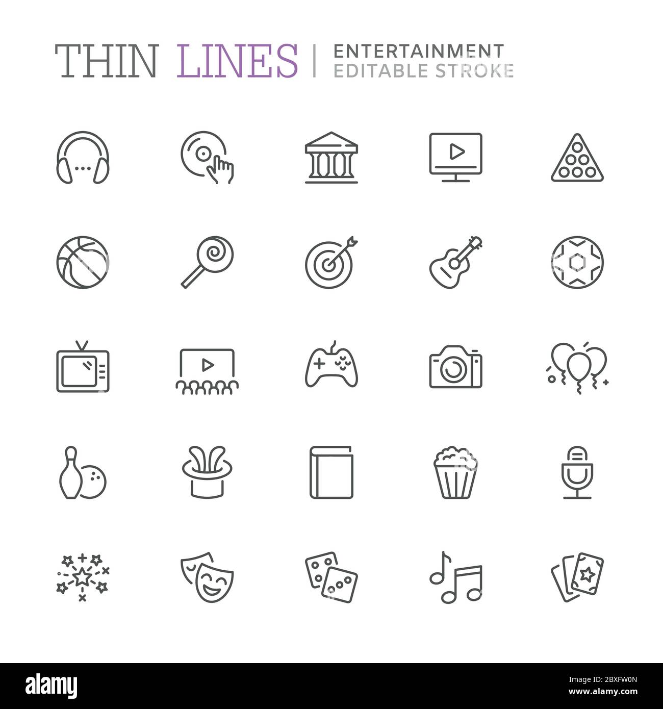 Collection d'icônes de ligne liées au divertissement. Vecteur eps 8 Illustration de Vecteur Collection d'icônes de ligne liées au divertissement. Vecteur eps 8 Illustration de Vecteur