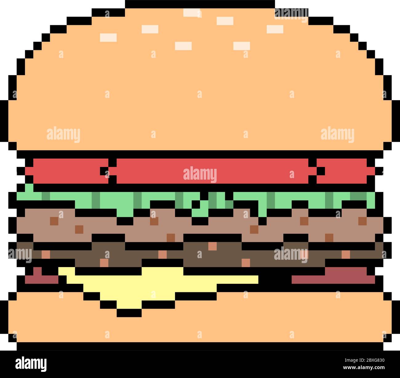 hamburger vector pixel art isolé Illustration de Vecteur