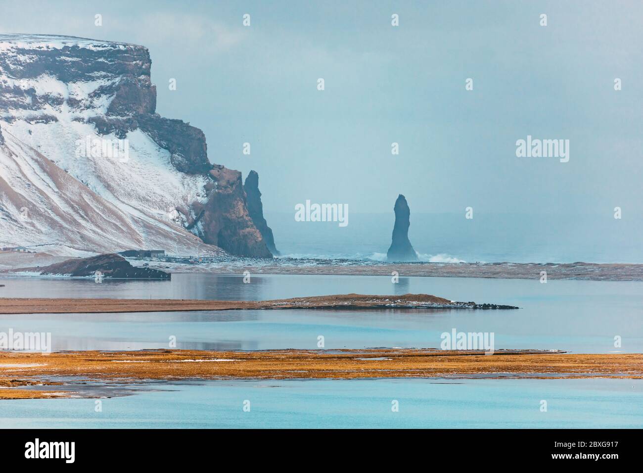 Plage de sable noir, l'Islande Banque D'Images