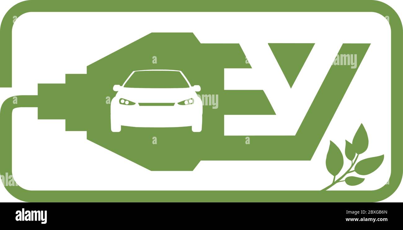 Logo EV Green car Illustration de Vecteur