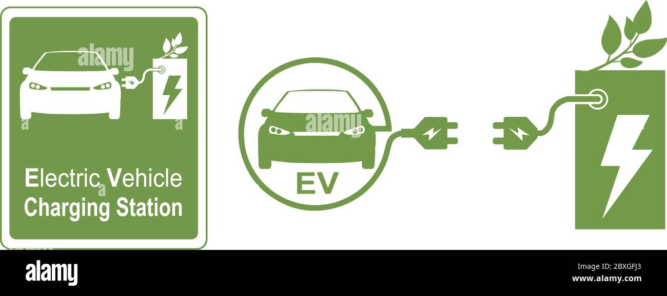 Logo, symbole ou modèle de station de charge pour véhicule électrique Illustration de Vecteur