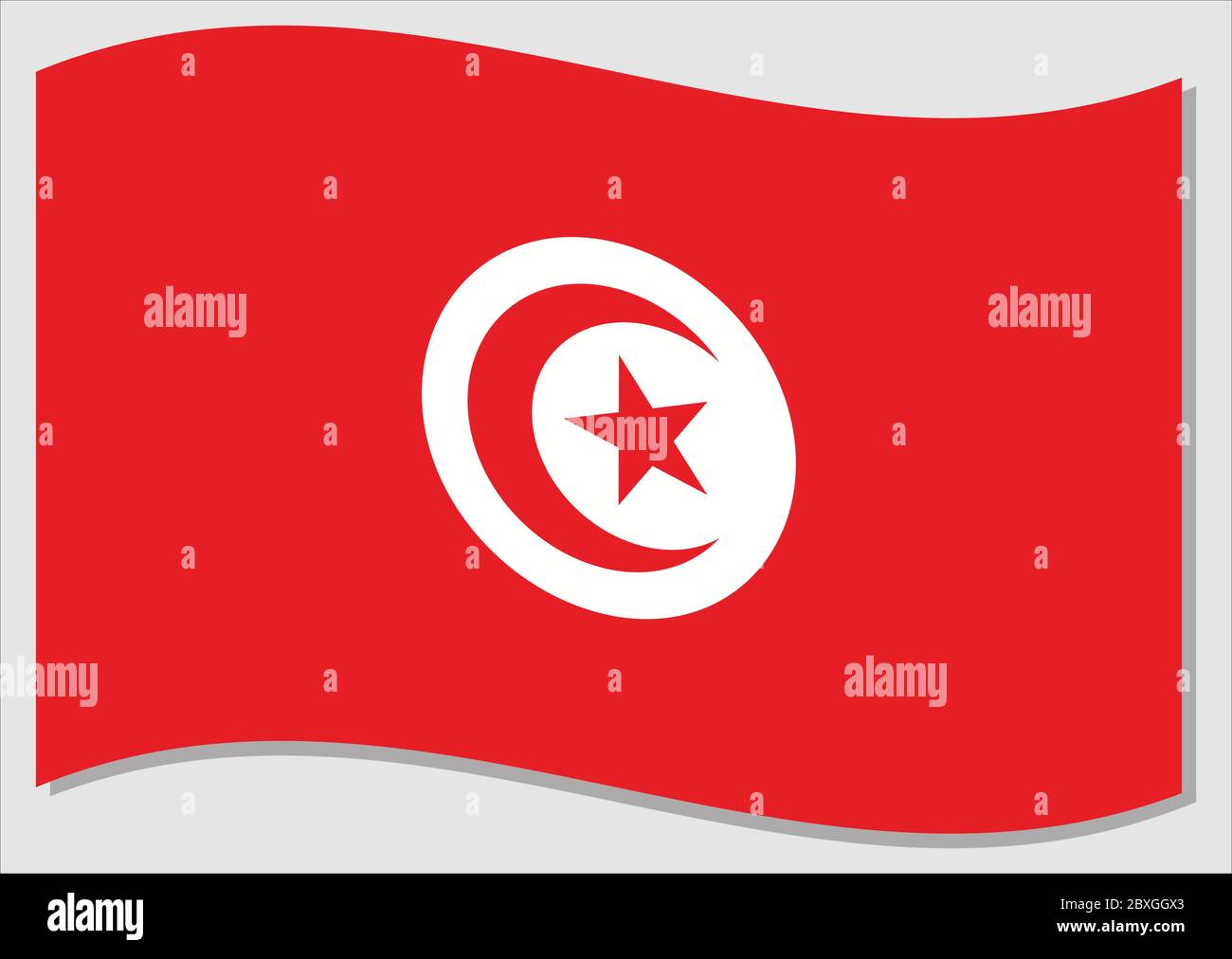 Drapeau de la Tunisie représentant un vecteur graphique. Illustration du drapeau tunisien. Drapeau de la Tunisie wavin dans le vent est un symbole de liberté et d'indépendance Illustration de Vecteur