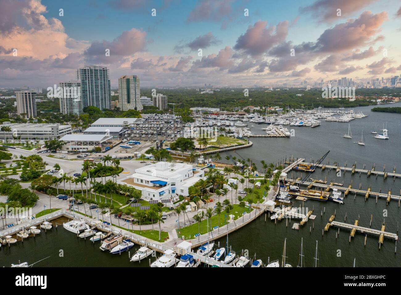 Photo aérienne scène du bord de mer de Miami Coconut Grove Banque D'Images