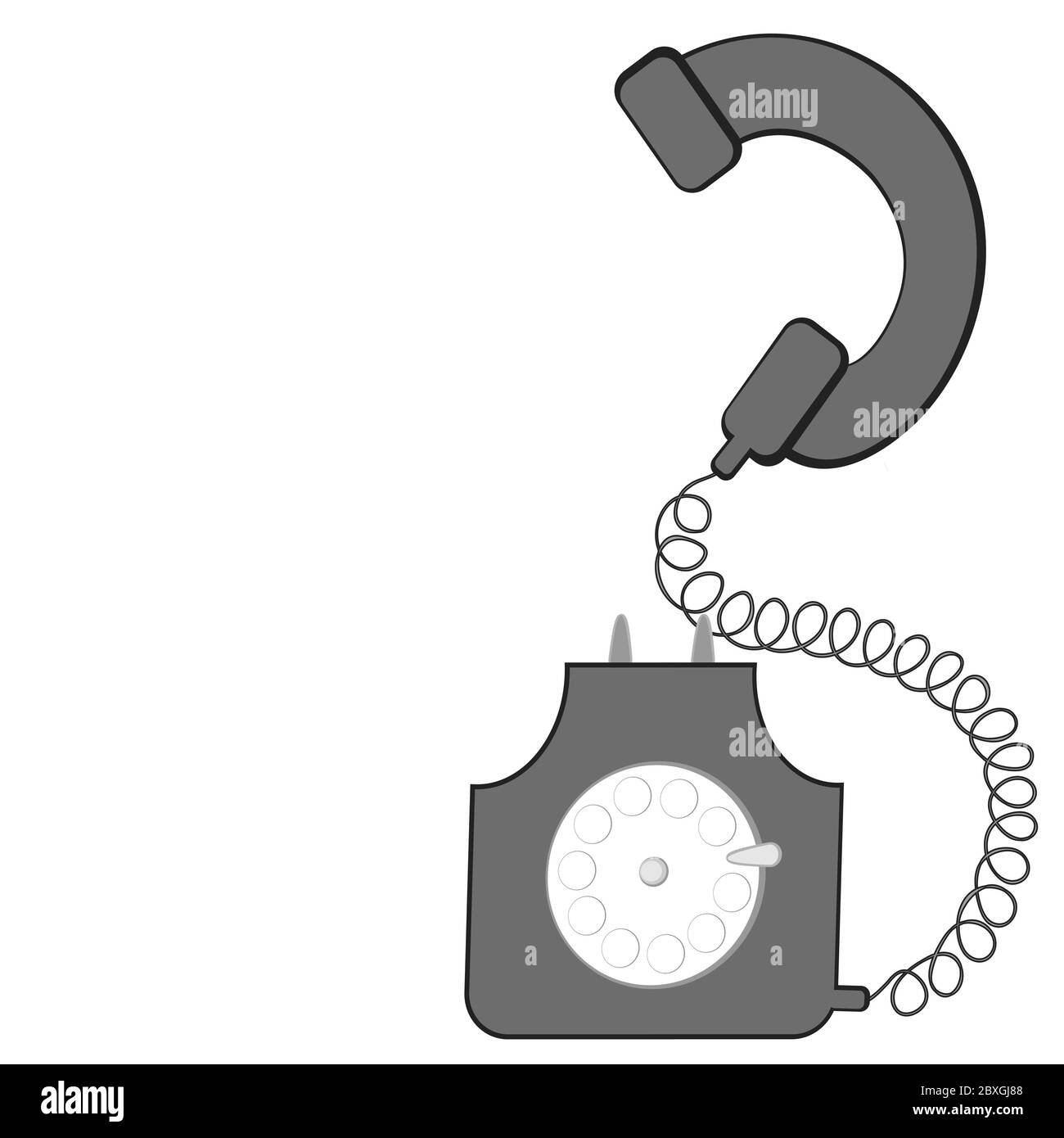 Téléphone à disque rare sur fond blanc. Image vectorielle, carrée. Isoler. Communication à distance Illustration de Vecteur