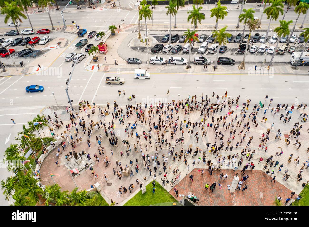 Manifestations de décès de George Floyd au centre-ville de Miami, Floride Banque D'Images