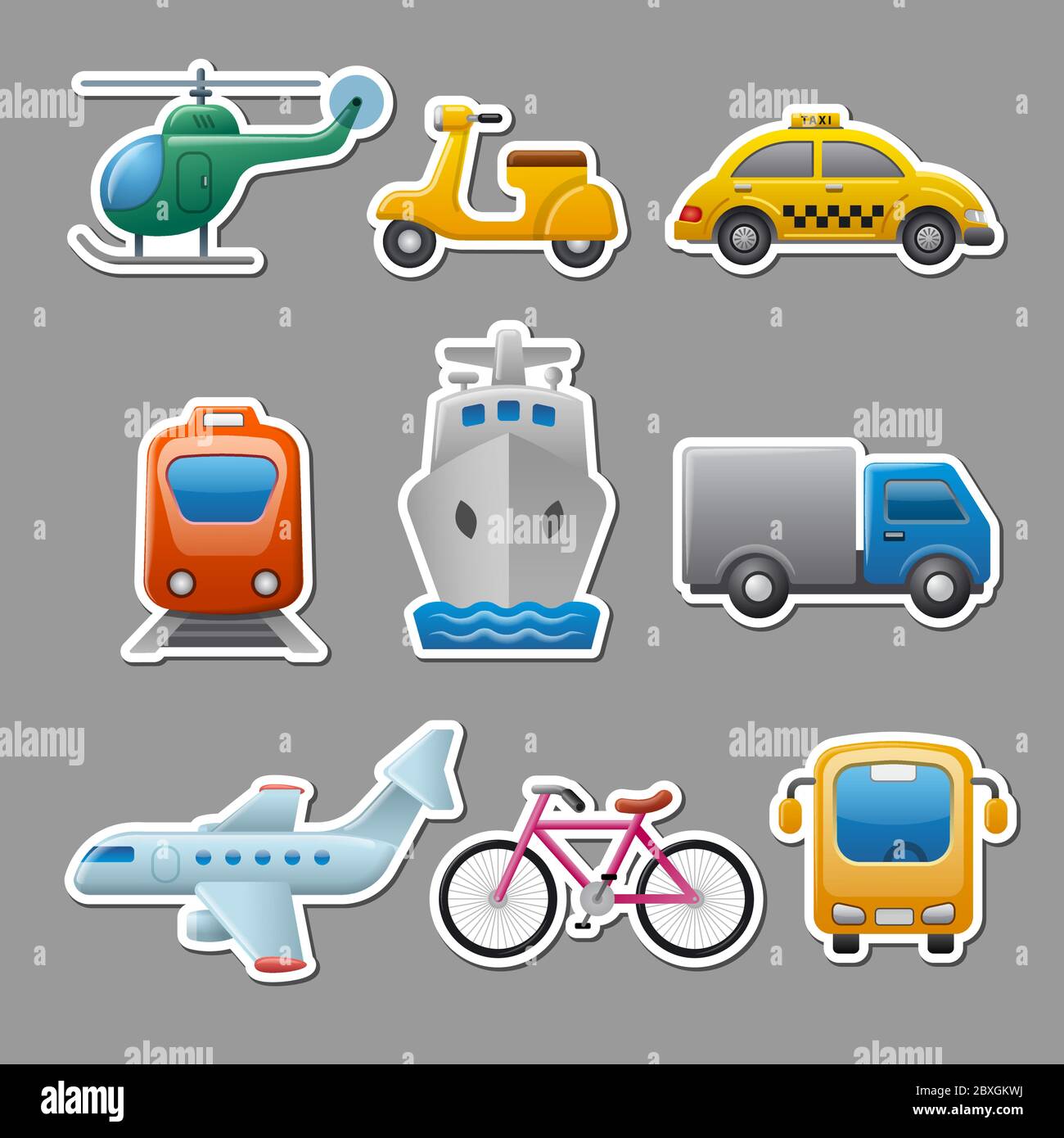 jeu d'illustrations pour les autocollants de concept et les étiquettes de transport et de voyage Illustration de Vecteur