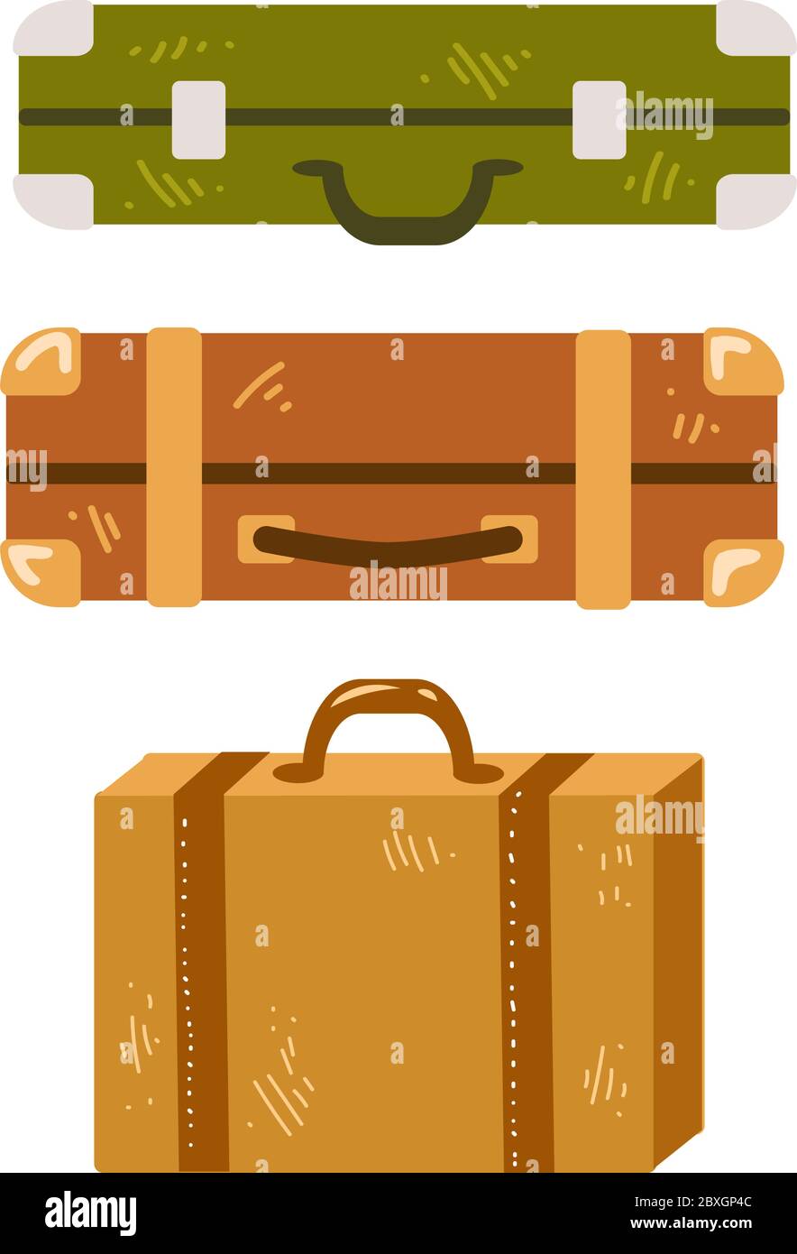 Ensemble de sacs à bagages et de valises à bagages multiples Illustration de Vecteur