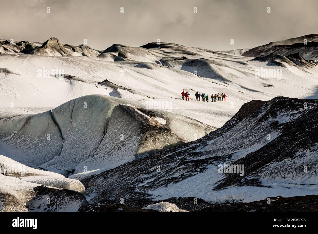 Glacier Solheimjokull, route 1, côte sud, périphérique, Islande Banque D'Images