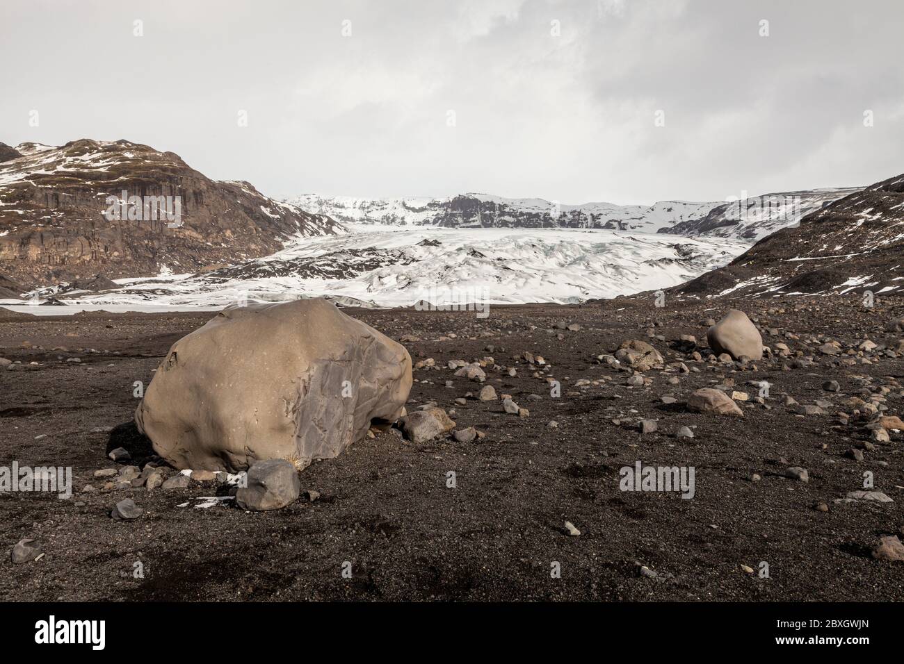 Glacier Solheimjokull, route 1, côte sud, périphérique, Islande Banque D'Images