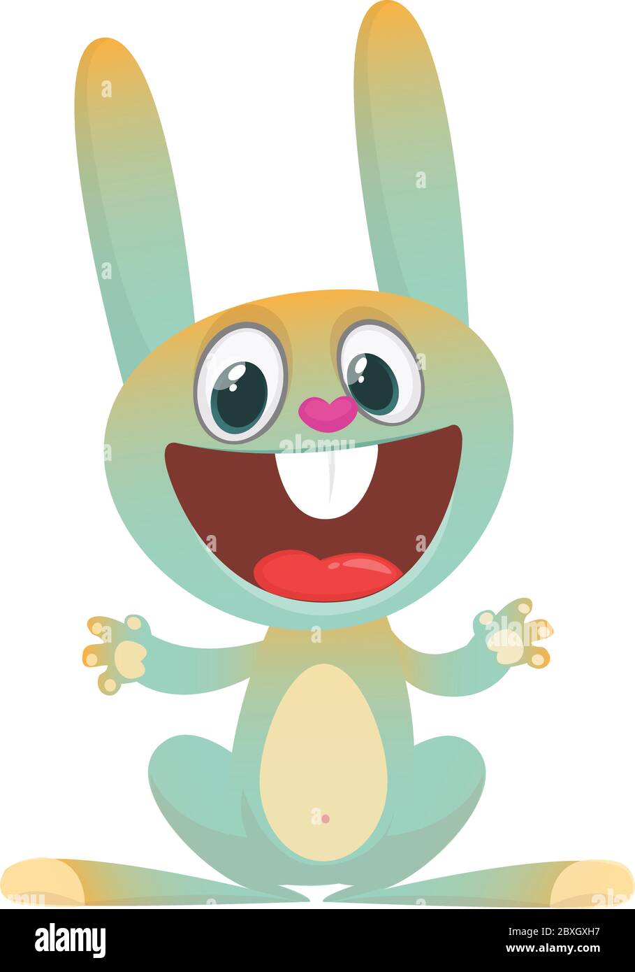 Bonne bande dessinée de lapin isolée sur fond blanc Illustration de Vecteur