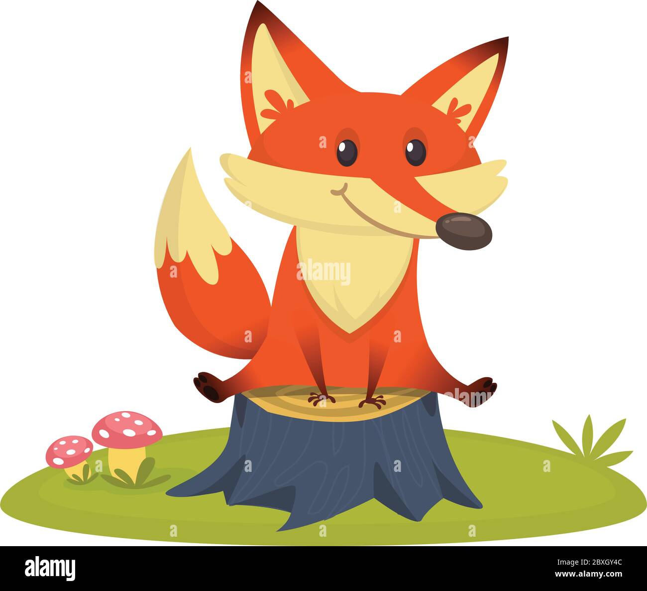 Un Renard Joyeux De Dessin Anime Assis Sur Une Souche D Arbre Illustration Vectorielle Image Vectorielle Stock Alamy Un Renard Joyeux De Dessin Anime Assis Sur Une Souche D Arbre Illustration Vectorielle Image Vectorielle Stock Alamy