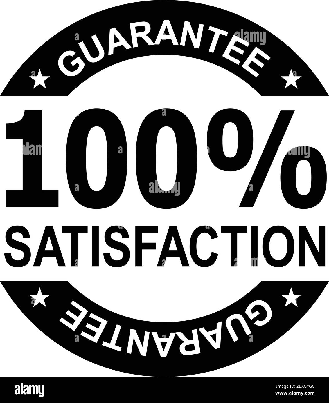 Icône marque sceau illustration montrant 100% de satisfaction garantie timbre, rosette ou badge sur fond isolé fait en noir rétro et Illustration de Vecteur