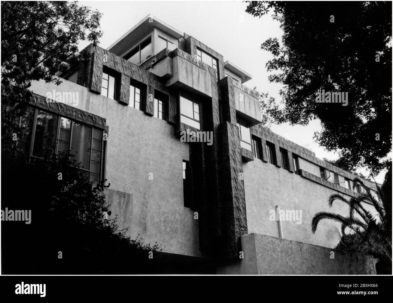 L'architecture de Frank Lloyd Wright, The Storer House dans les collines d'Hollywood, CA Banque D'Images