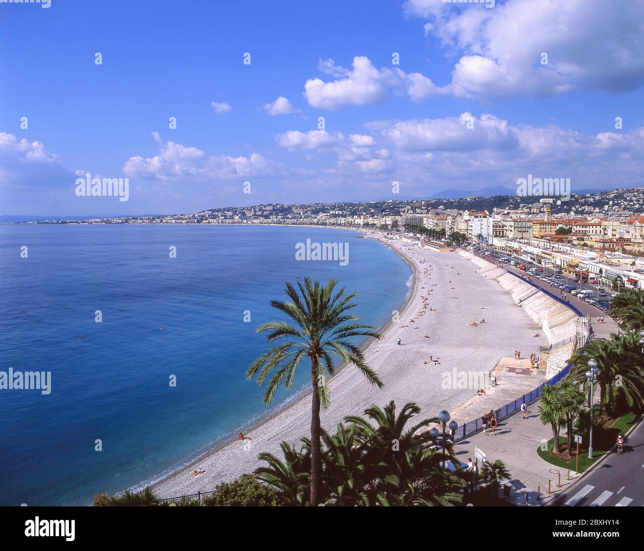 Ville et Promenade des Anglais à partir de la tour de guet Bellanda, Nice, Côte d'Azur, Alpes-Maritimes, Provence-Alpes-Côte d'Azur, France Banque D'Images