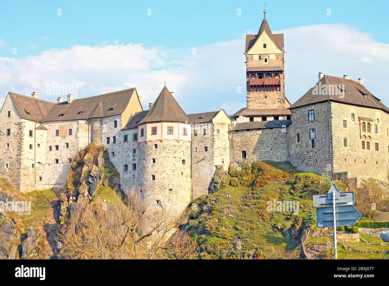 Vue sur le château de Loket près de Karlovy Vary. République tchèque. Banque D'Images