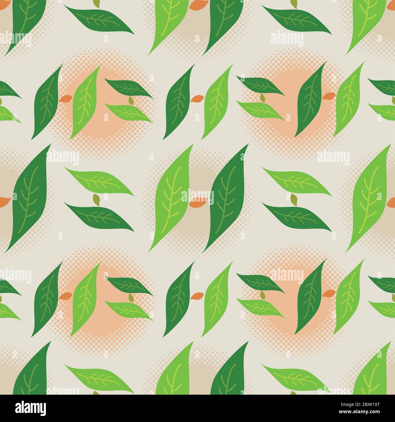 Motif feuilles sans couture, monogramme lettre H en vert Illustration de Vecteur