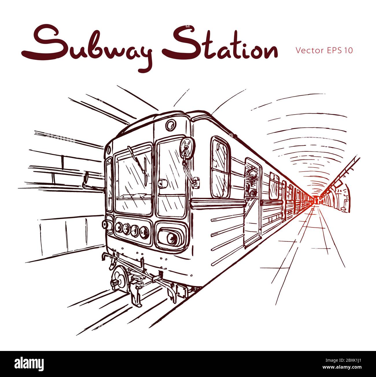 Croquis dessinés à la main, de la station de métro illustration Illustration de Vecteur