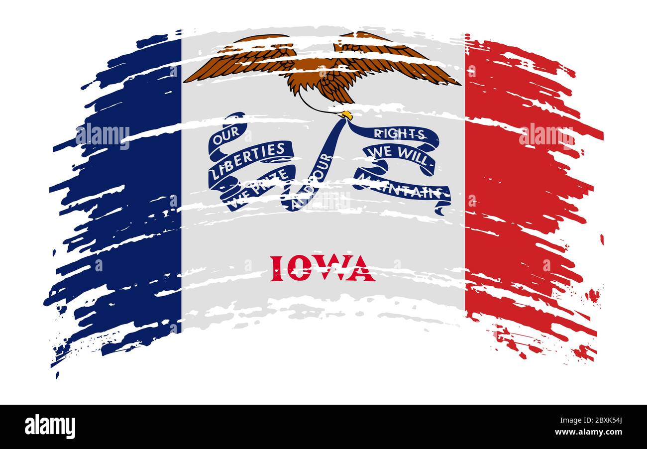 Drapeau Iowa US en forme de pinceau gringe, image vectorielle Illustration de Vecteur