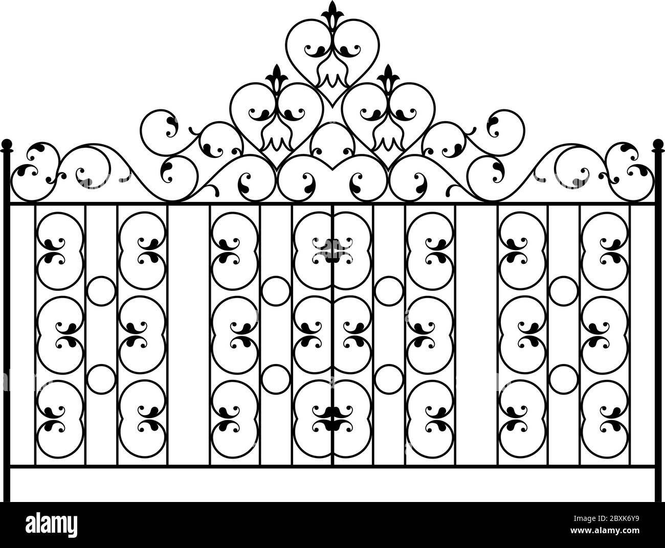 Porte en fer forgé, clôture, porte, fenêtre, Grille, garde-corps Design Illustration de Vecteur