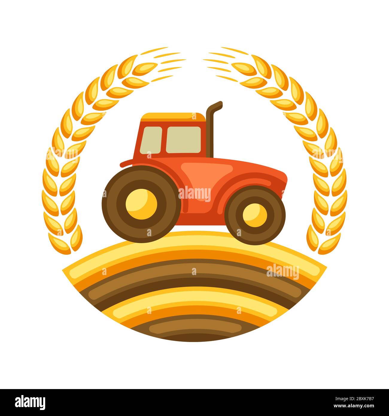 Illustration du tracteur de récolte avec épis de blé mûrs. Illustration de Vecteur