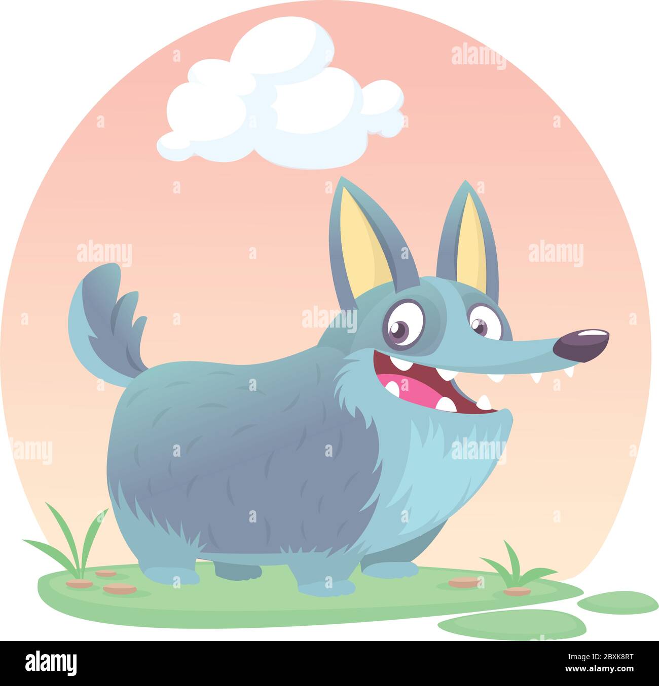 Cardigan Welsh Corgi chien race dessin animé. Illustration d'image vectorielle isolée. Mignon chien sur fond de nature simple Illustration de Vecteur