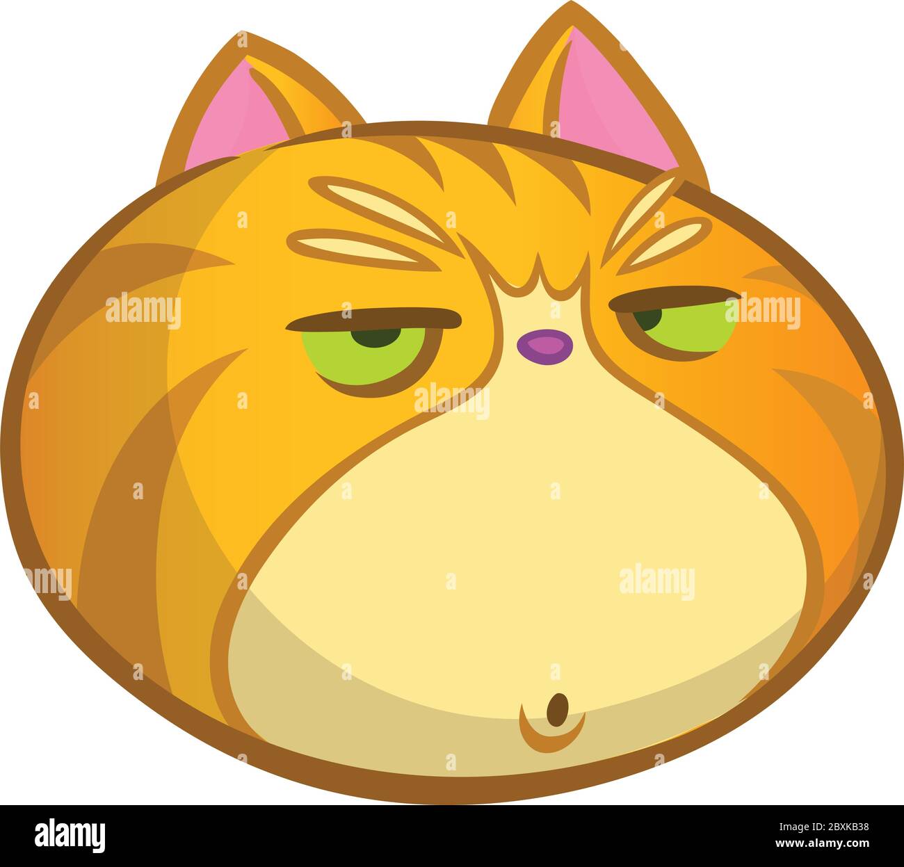 Illustration vectorielle du style de dessin animé orange de la tête de chat. Icône de dessin animé de chat grincheux Illustration de Vecteur