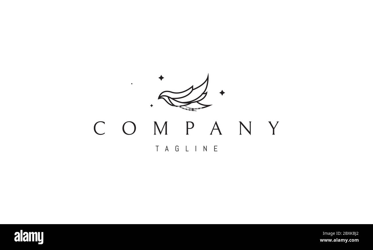 Logo vectoriel sur lequel une image abstraite d'un bel oiseau volant dans un style linéaire. Illustration de Vecteur