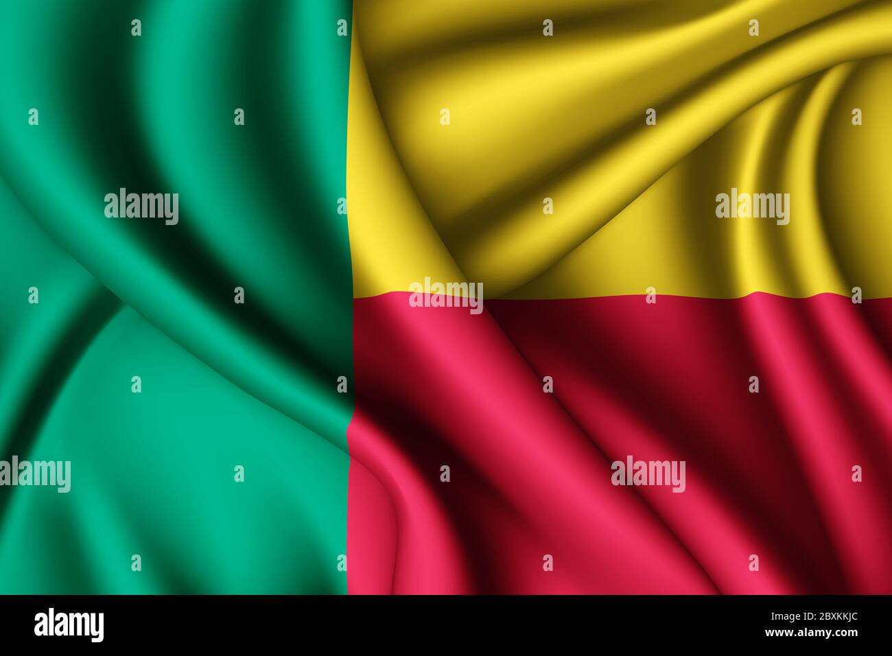 Rendu 3d avec drapeau de soie du Bénin Banque D'Images