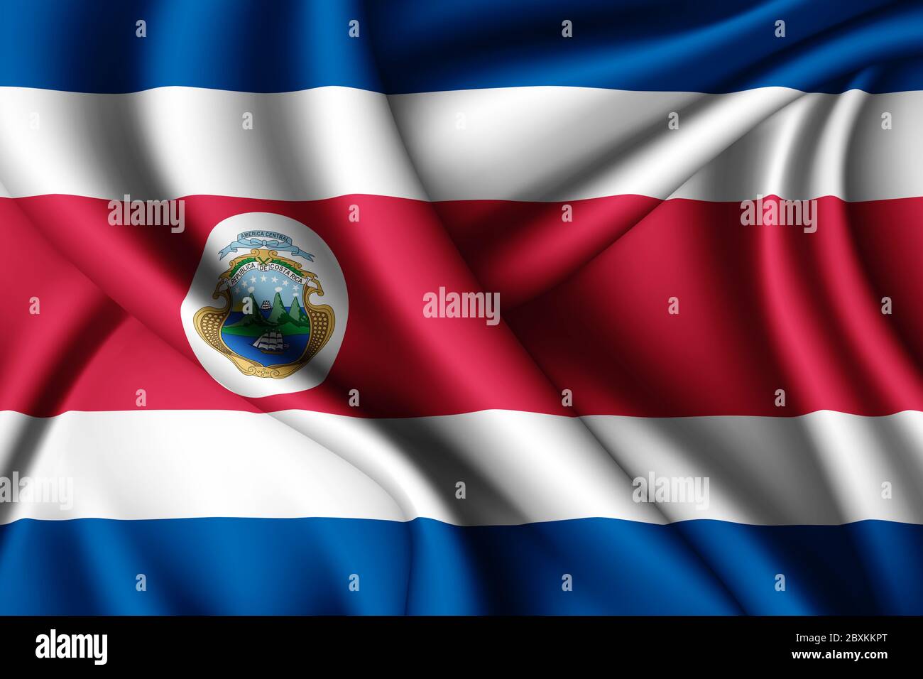 rendu 3d avec drapeau de soie du Costa Rica Banque D'Images