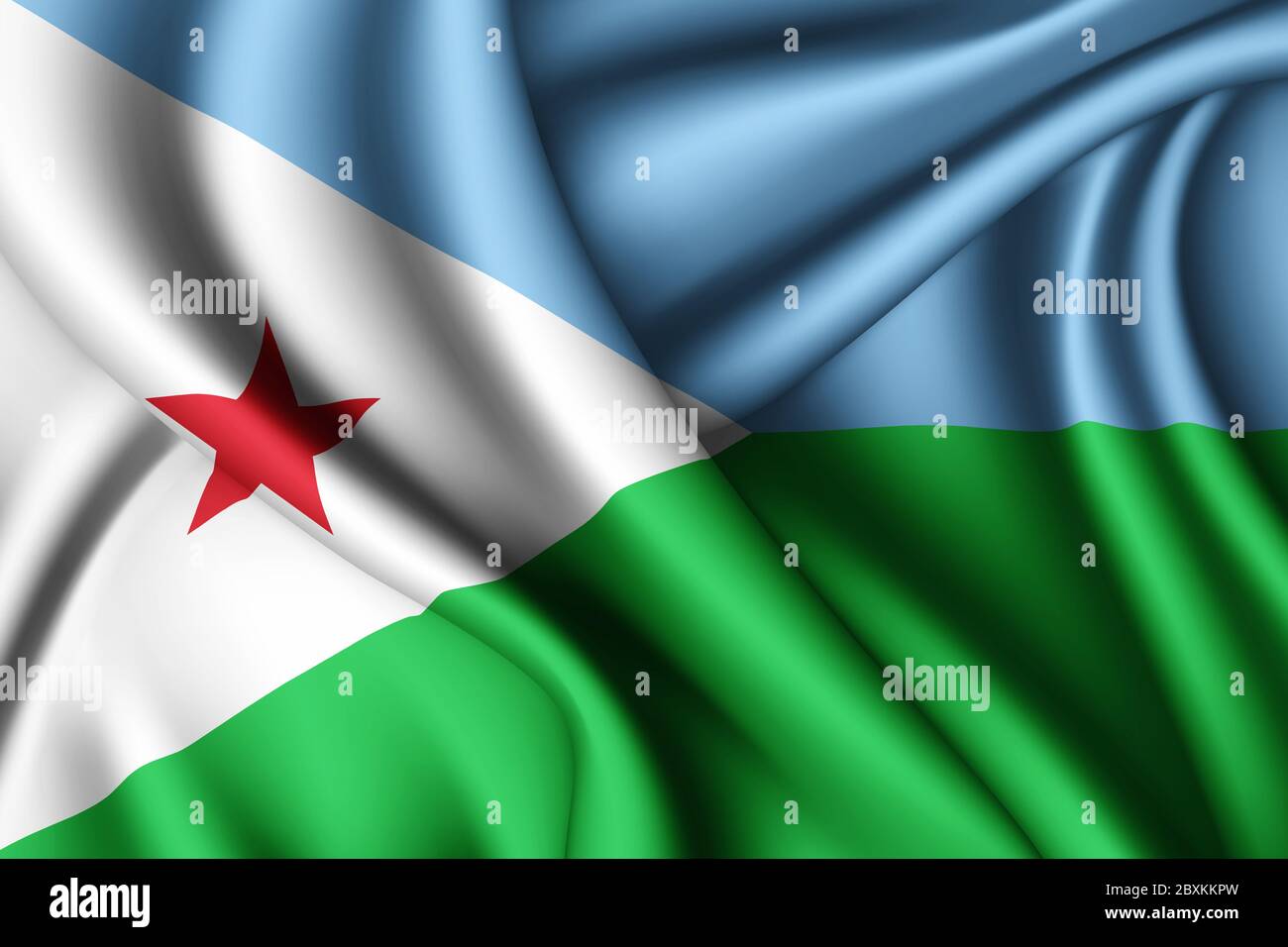 rendu 3d avec drapeau de soie de Djibouti Banque D'Images