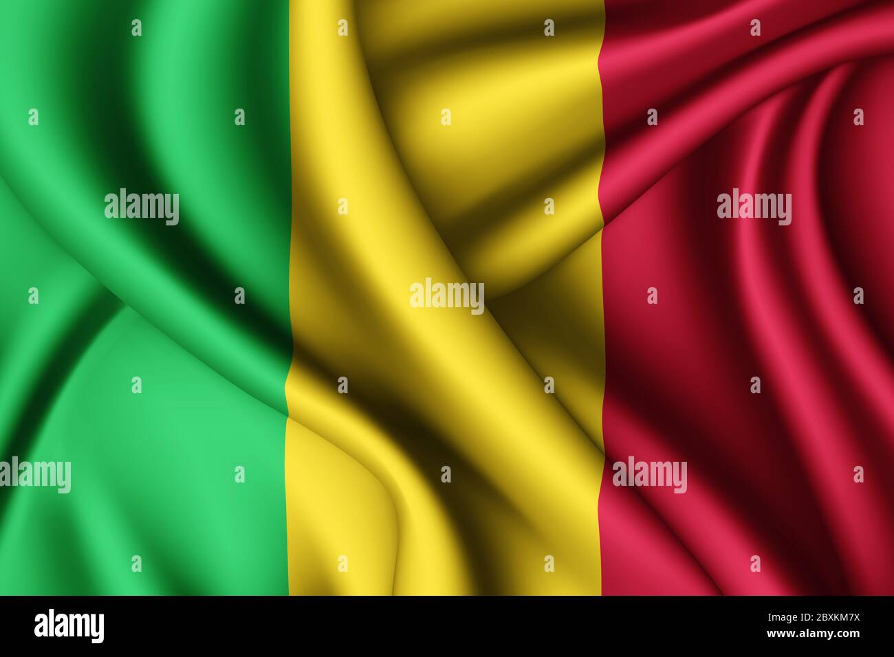 rendu 3d avec drapeau de soie du Mali Banque D'Images