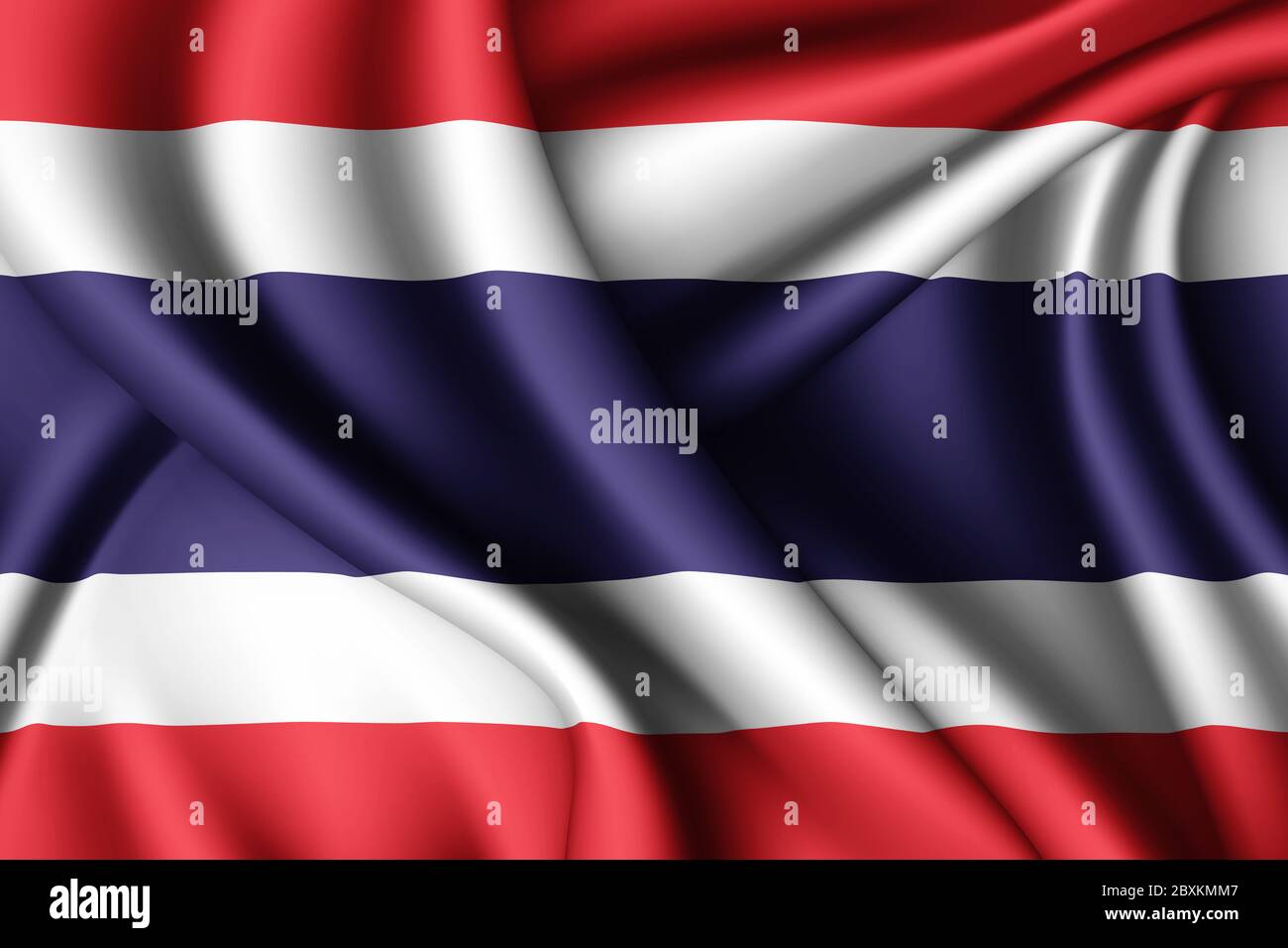 rendu 3d avec drapeau de soie de Thaïlande Banque D'Images