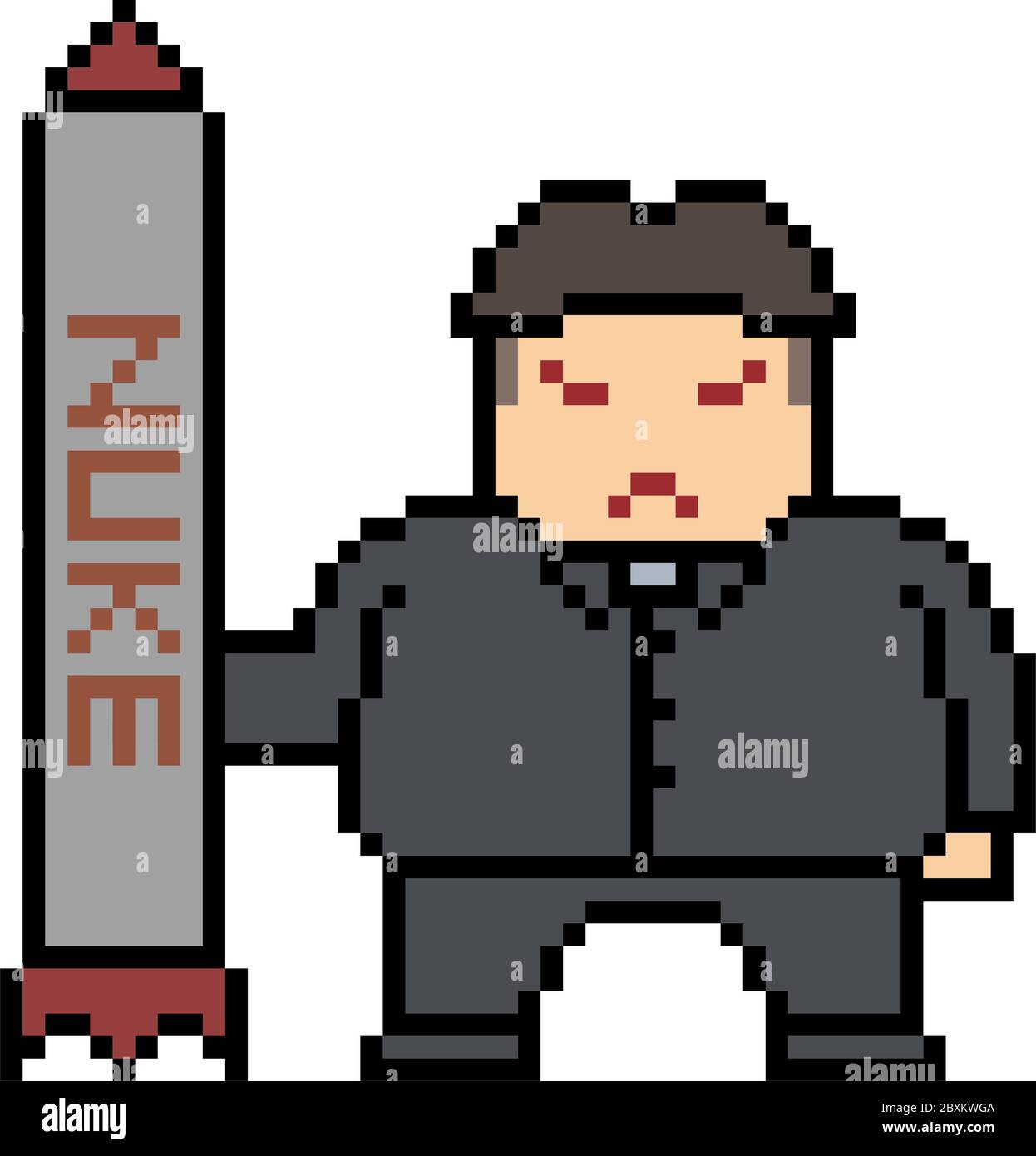 vecteur pixel art homme tenir nuke isolé Illustration de Vecteur