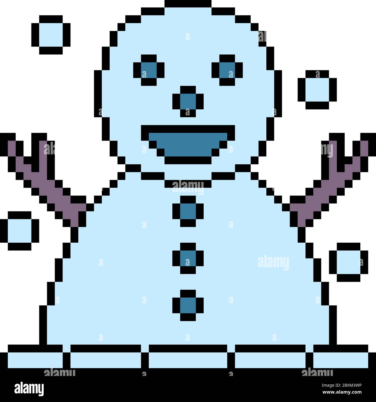 poupée de neige vector pixel art isolée Illustration de Vecteur