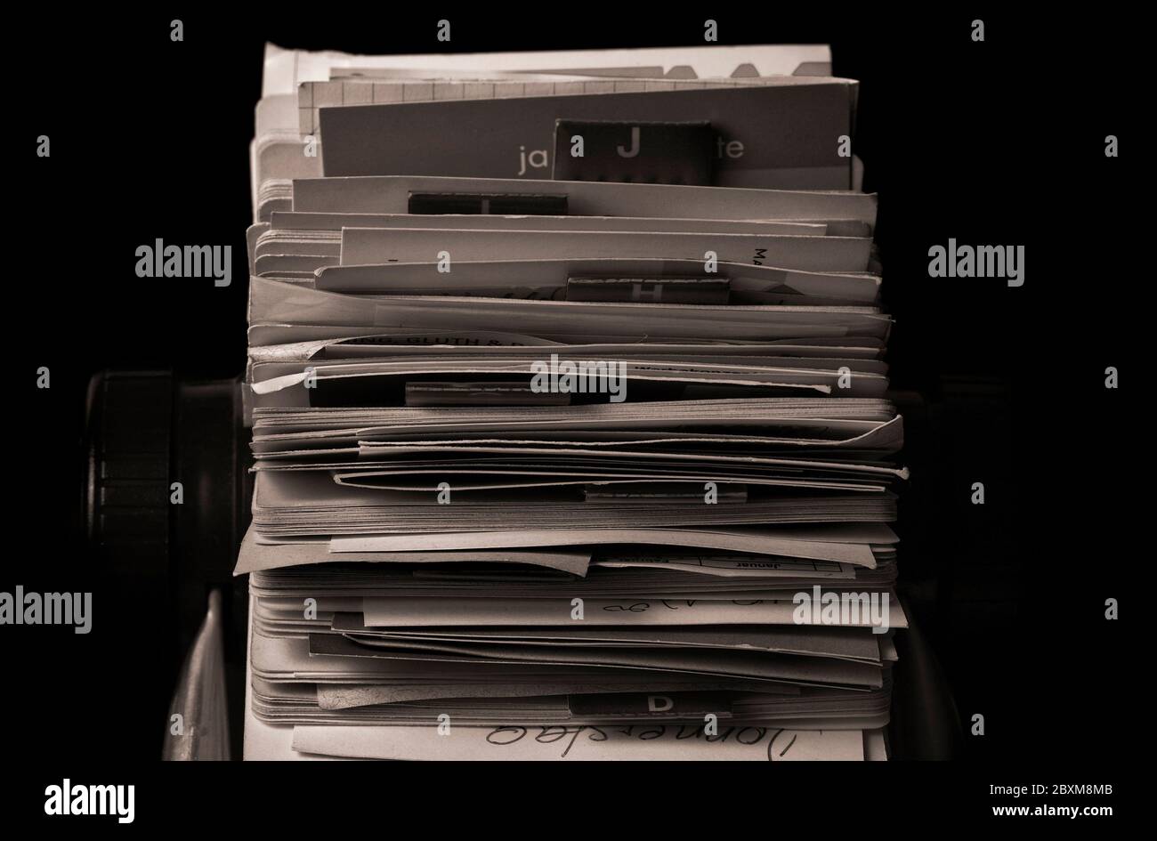 vue frontale du porte-fichier rolodex vintage Banque D'Images