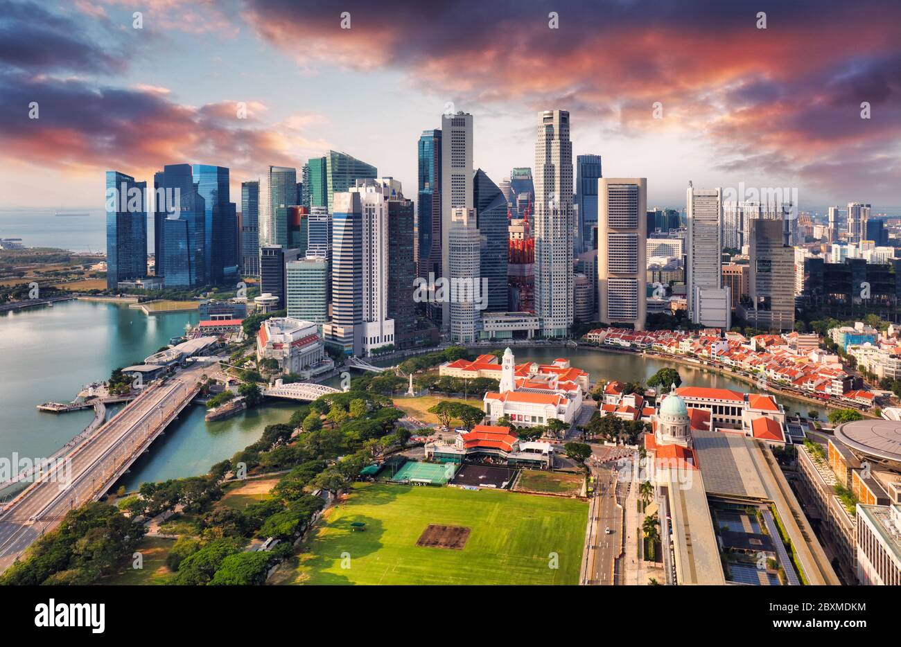 Horizon de Singapour - centre ville Banque D'Images