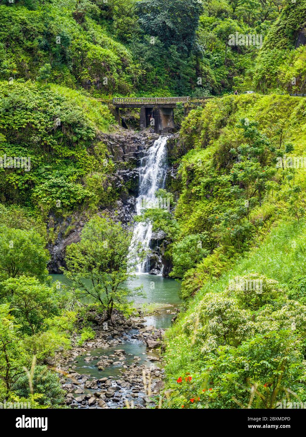 Maui, Hawaii Hana Highway Wailua Iki Falls Road to Hana relie Kahului à Hana Banque D'Images