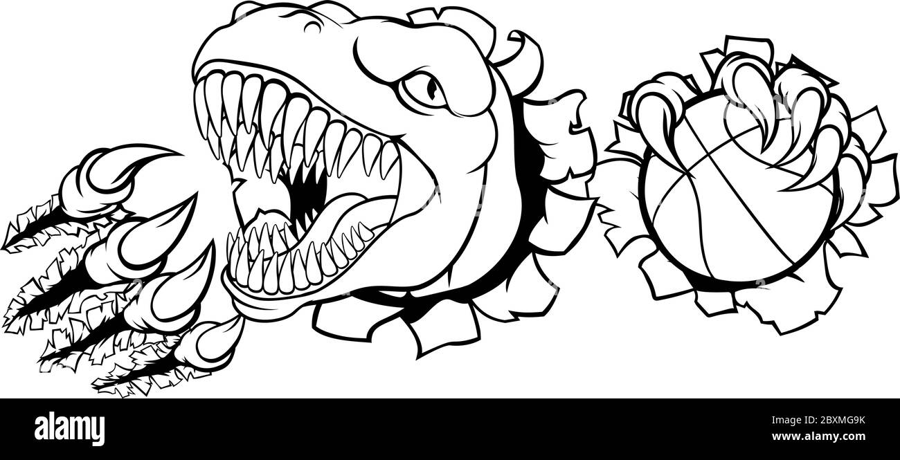Joueur de basket-ball Sports Animaux dinosaure Mascot Illustration de Vecteur
