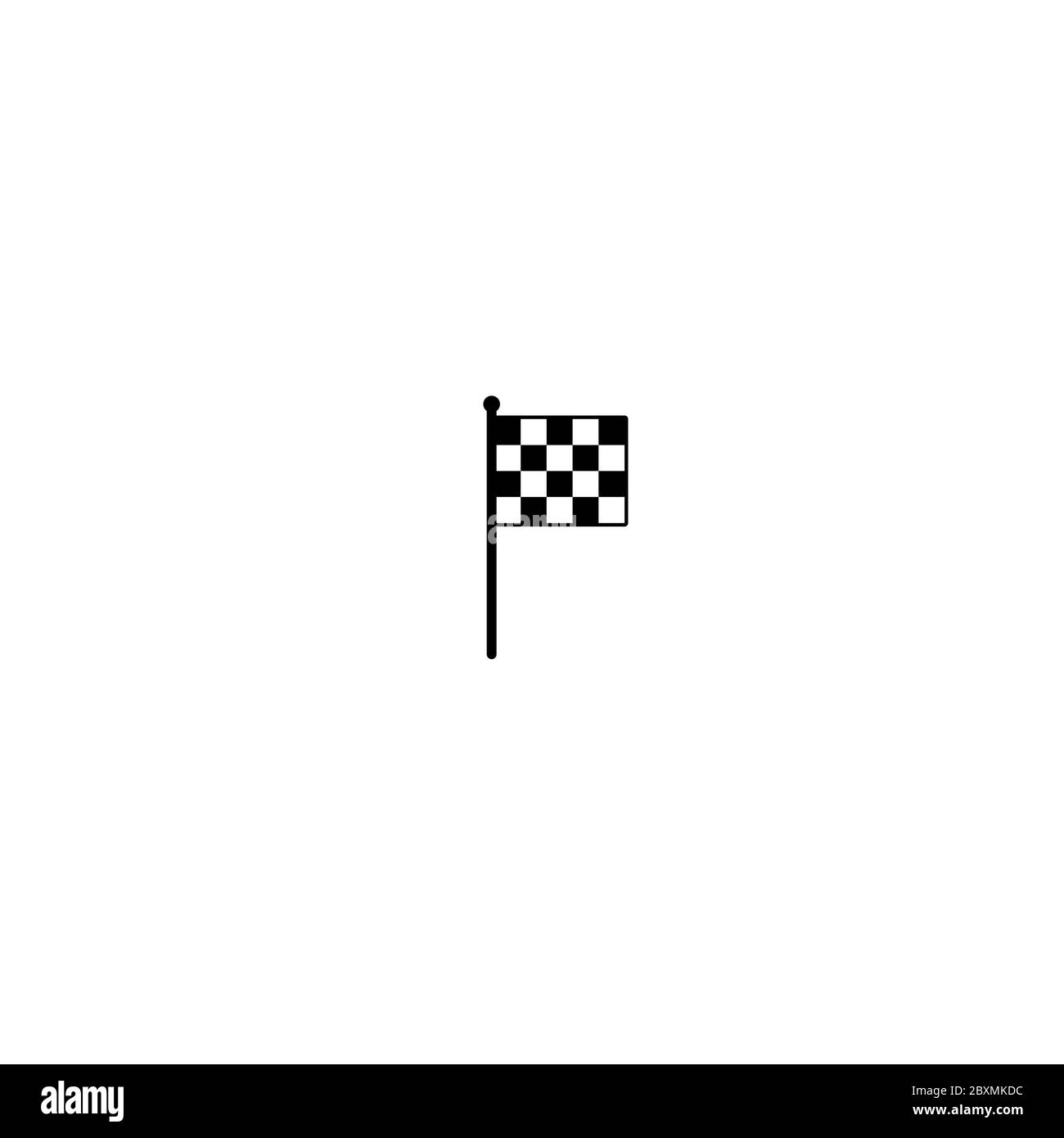 drapeau à carreaux de fin de course. Isolé sur fond blanc. Illustration noire à vecteur plat. Concept sport. Signe de réalisation des objectifs. Illustration de Vecteur