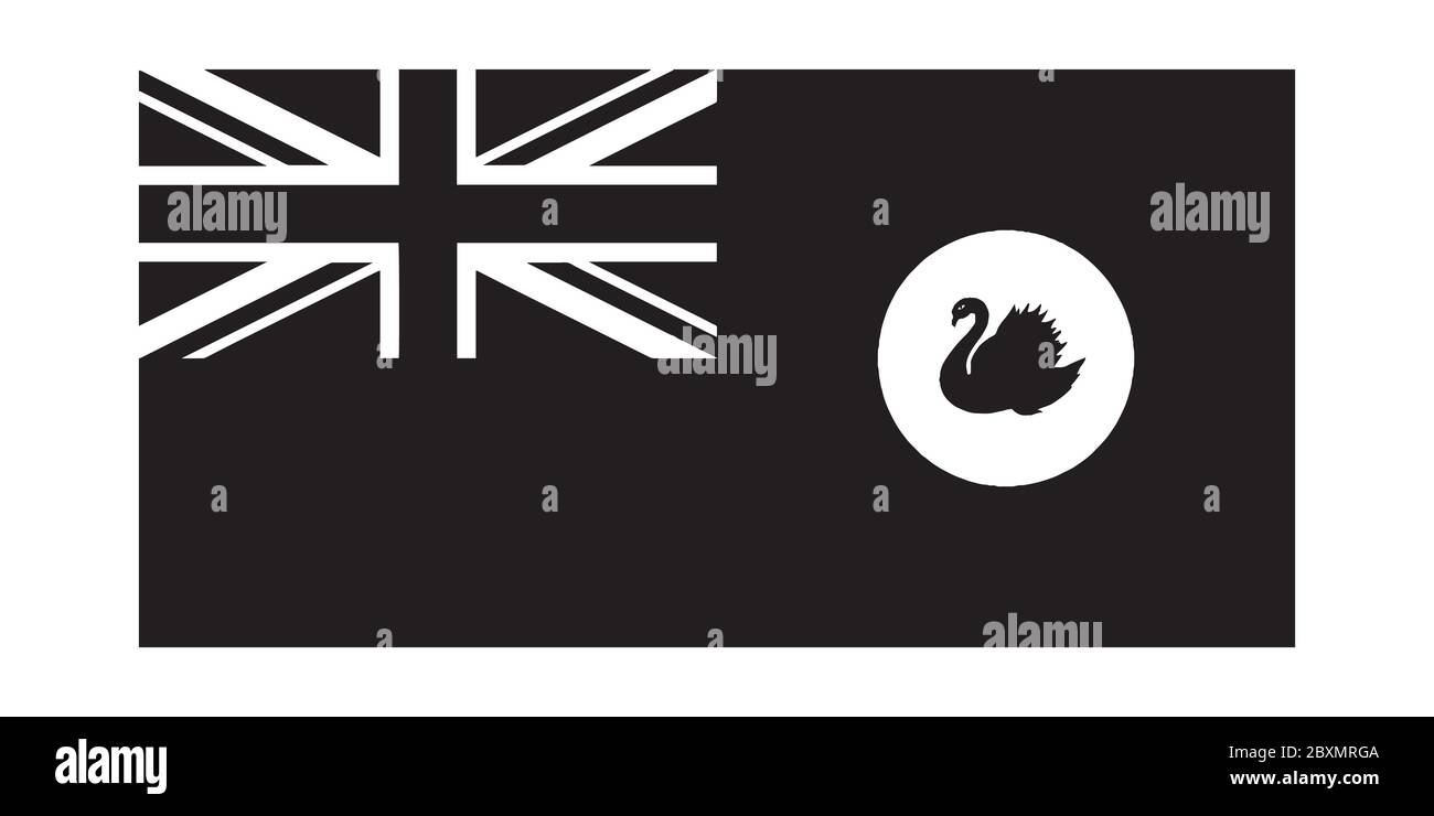 Drapeau de l'Australie occidentale État de Washington Australie. Fichier vectoriel EPS drapeau d'état noir et blanc. Illustration de Vecteur