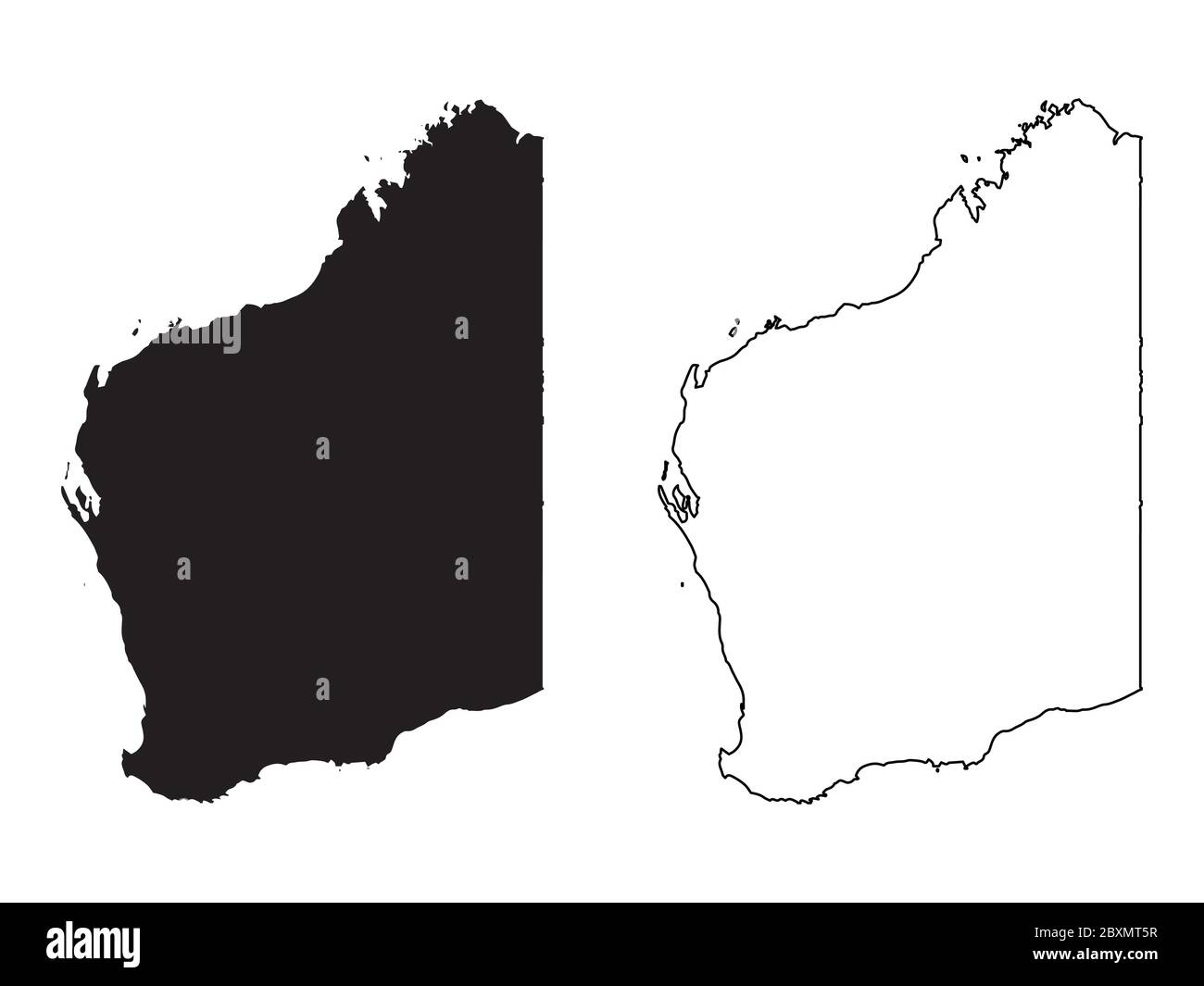 Carte de l'Australie occidentale. Cartes noires et vectorielles. Fichier vectoriel EPS. Illustration de Vecteur