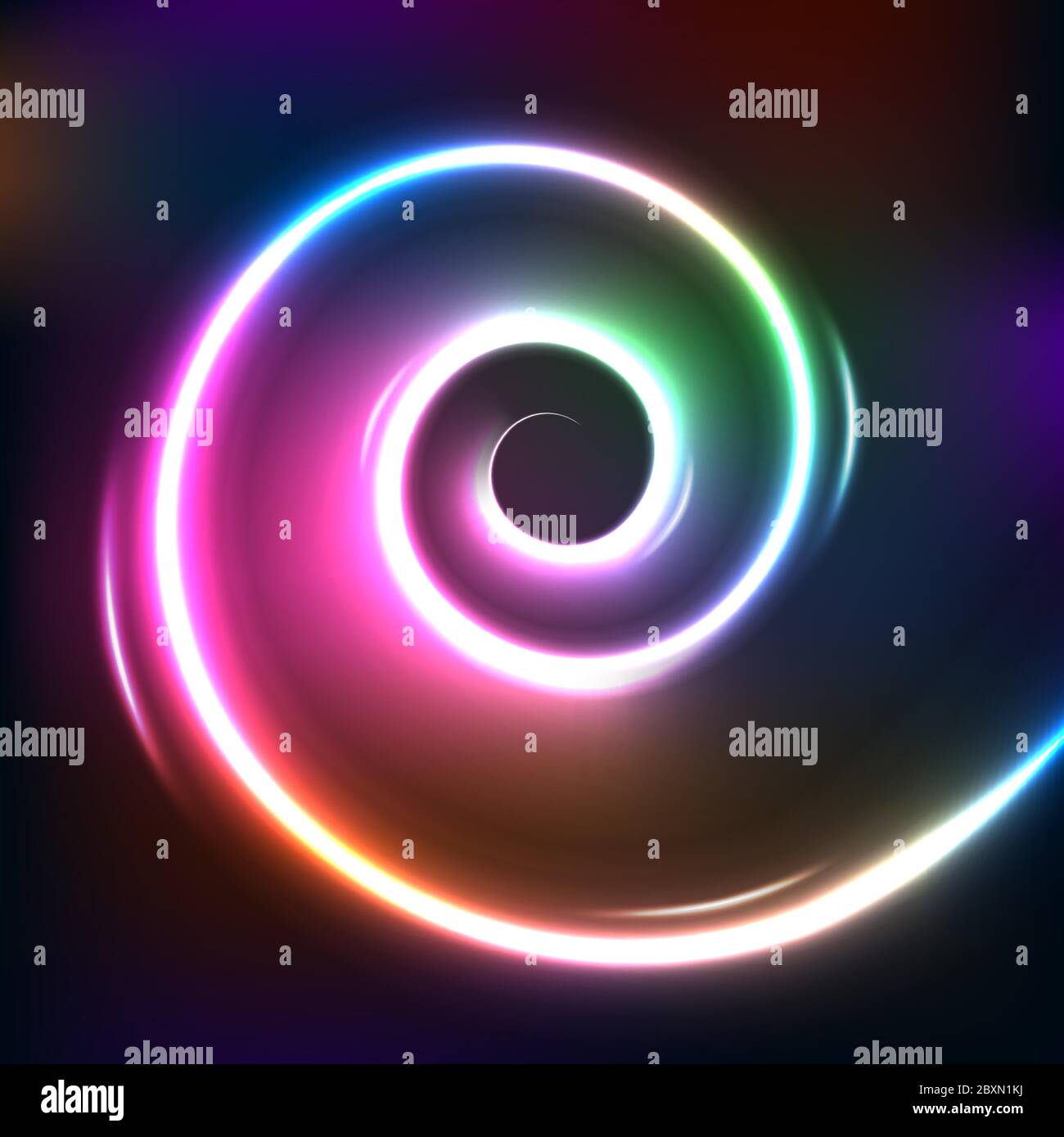 Effet de lumière à gradient en spirale sur fond sombre illustration vectorielle pour la technologie et la bannière de vente. Illustration de Vecteur