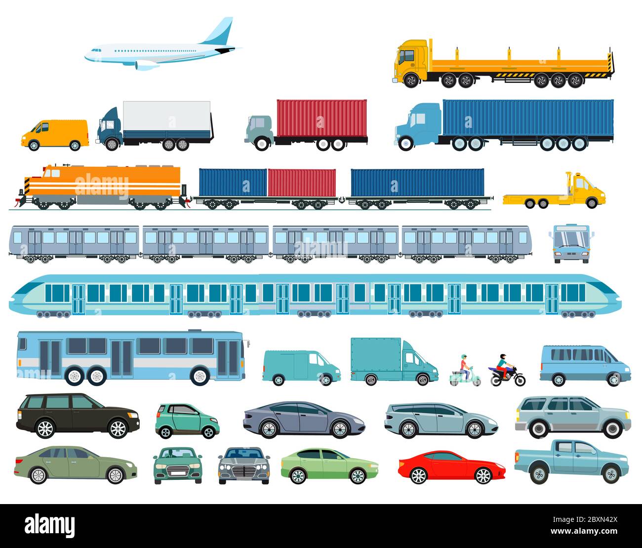 Illustration de voitures, de chemins de fer et de poids lourds Illustration de Vecteur