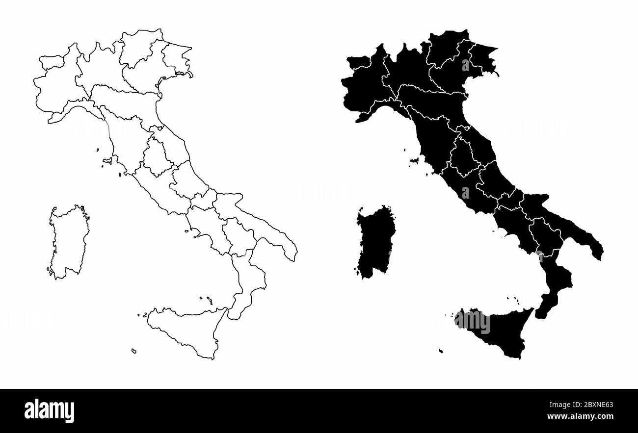 Cartes des régions d'Italie Illustration de Vecteur