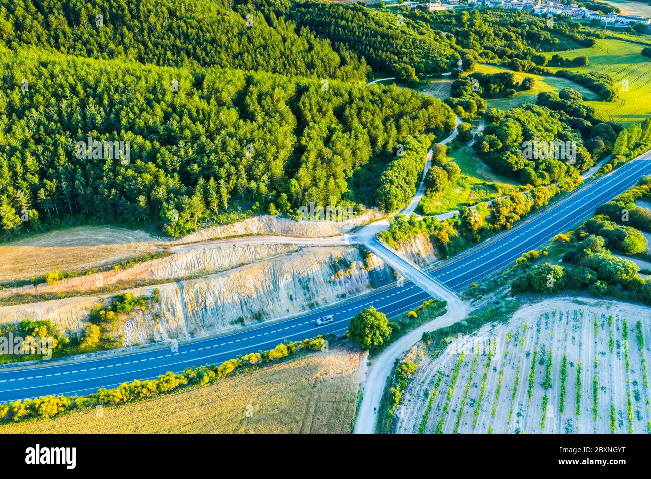 Zone rurale et route. Banque D'Images