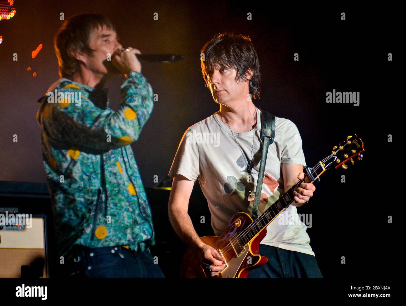 Ian Brown et John Squire - Stone Roses, V2012, Hylands Park, Chelmsford, Essex, Royaume-Uni - 18 août 2012 Banque D'Images