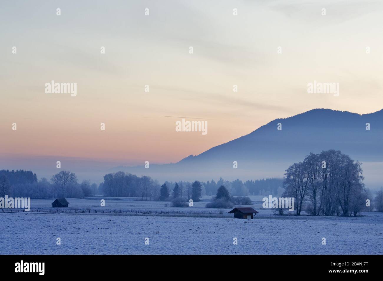 matin, ambiance avec des gelées dans les alpes bavaroises, en allemagne Banque D'Images