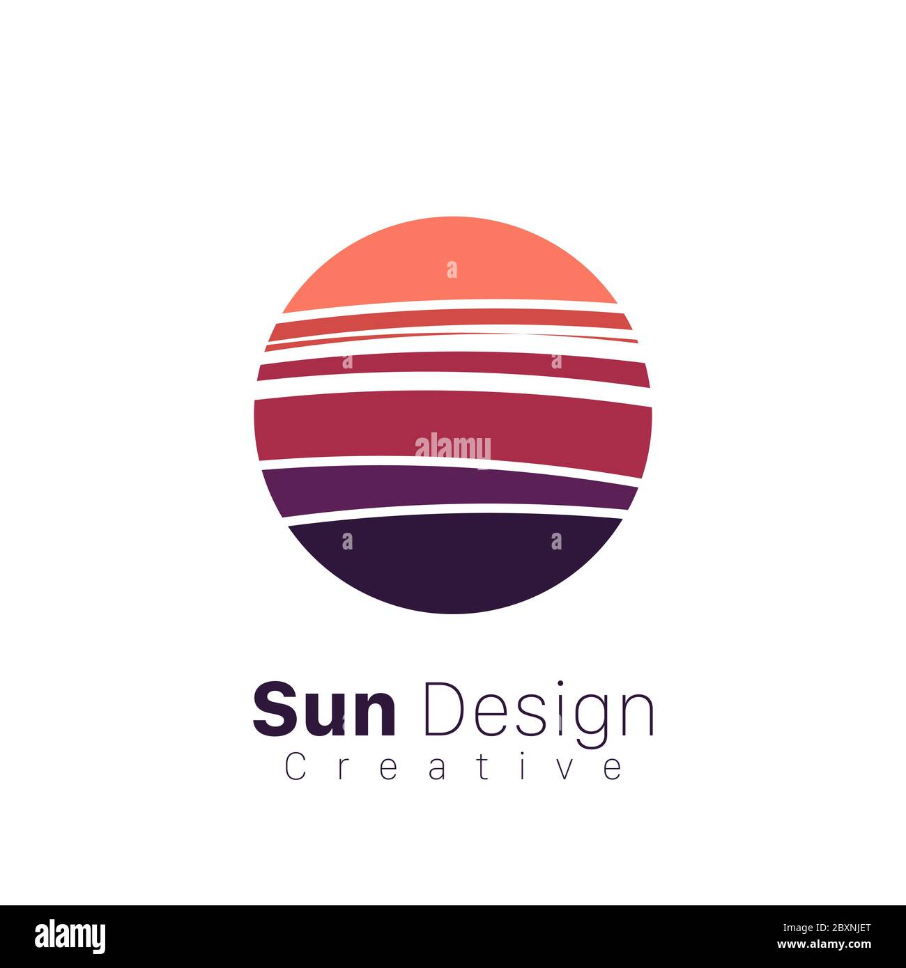 Logo soleil stylisé de style plat. Forme abstraite chaude ronde. Élément de conception vectoriel de la chaleur estivale. Icône solaire. Illustration vectorielle de stock isolée sur Illustration de Vecteur