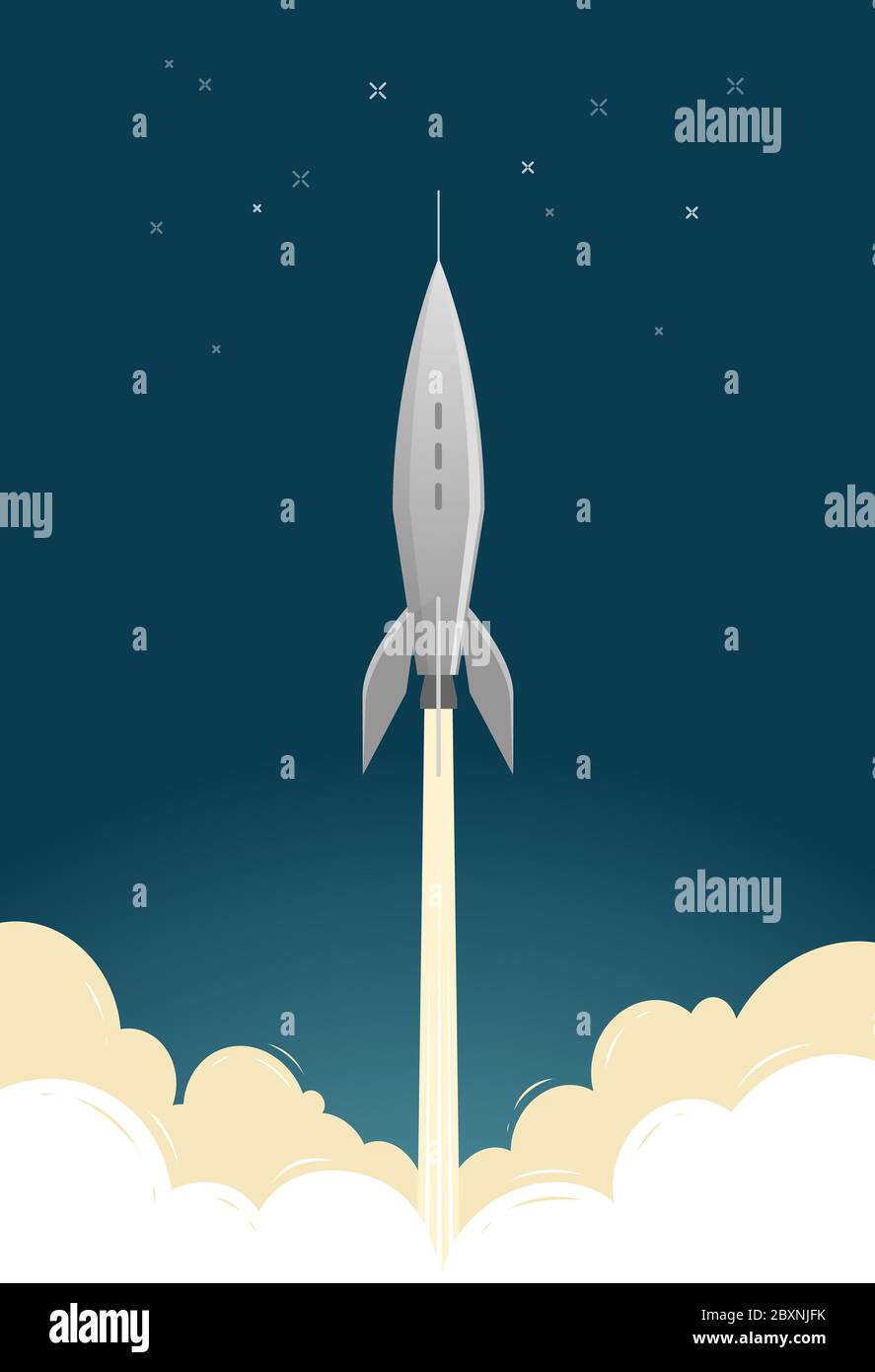 Lancement de fusée. Vol spatial, vaisseau spatial, illustration vectorielle de vaisseau spatial Illustration de Vecteur