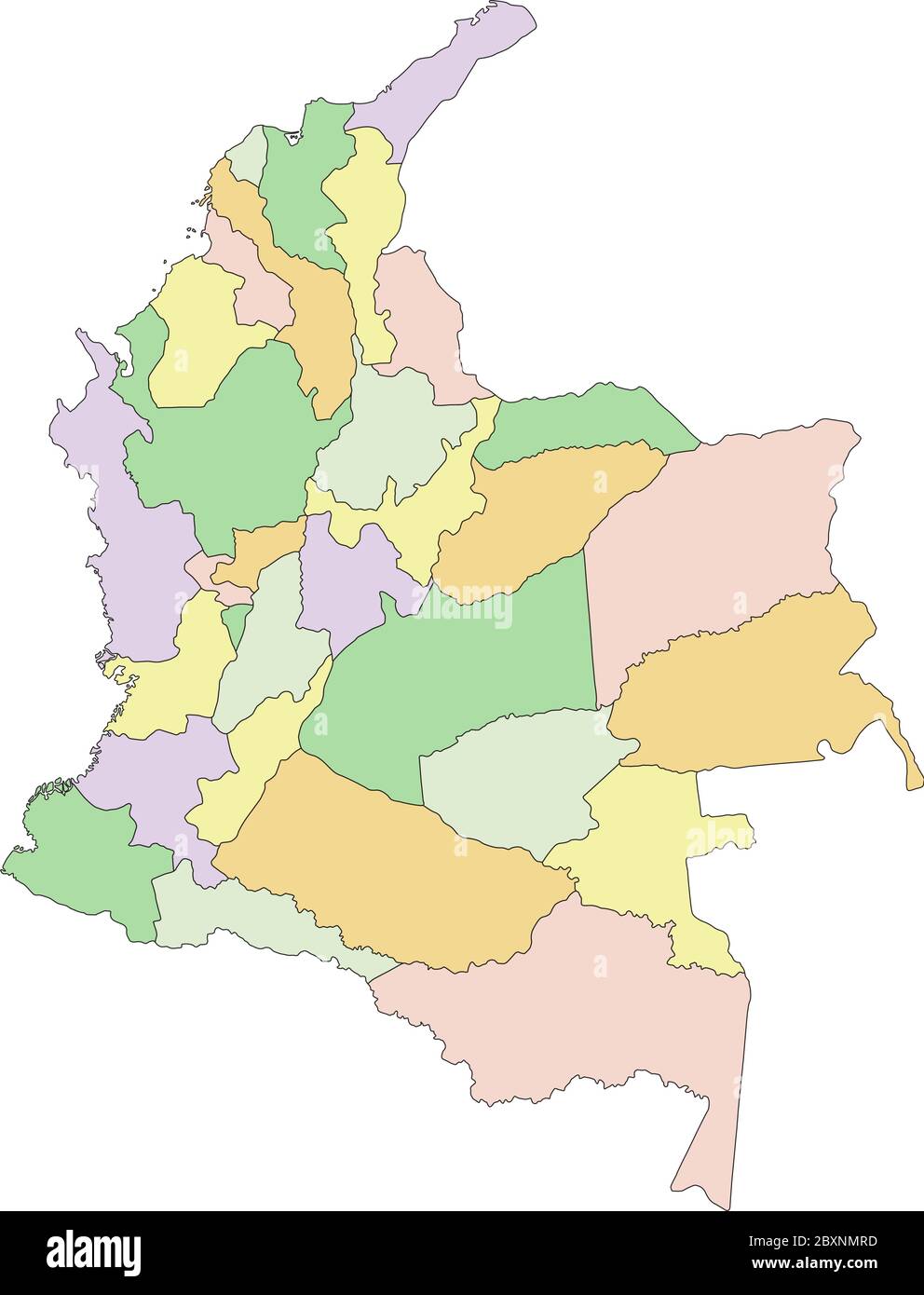 Colombie - carte politique modifiable très détaillée. Illustration de Vecteur